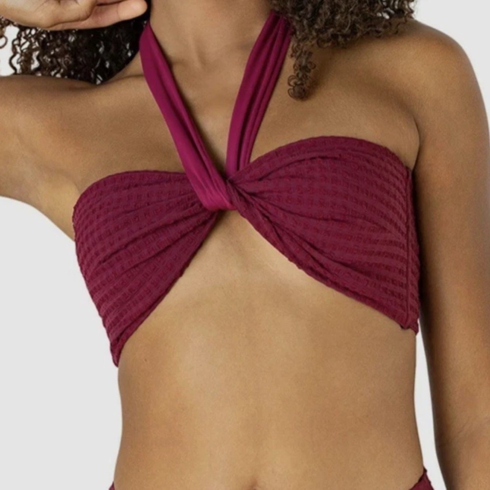New Revel Rey Large Raspberry Resort Bikini Top Adjustable Halter Tie Pool Party